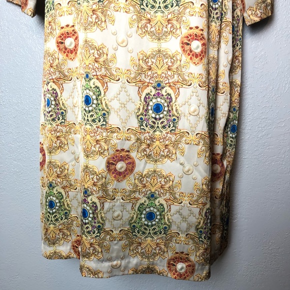 TRAFFIC PEOPLE gold bejeweled jewel print Dress M - Picture 3 of 14